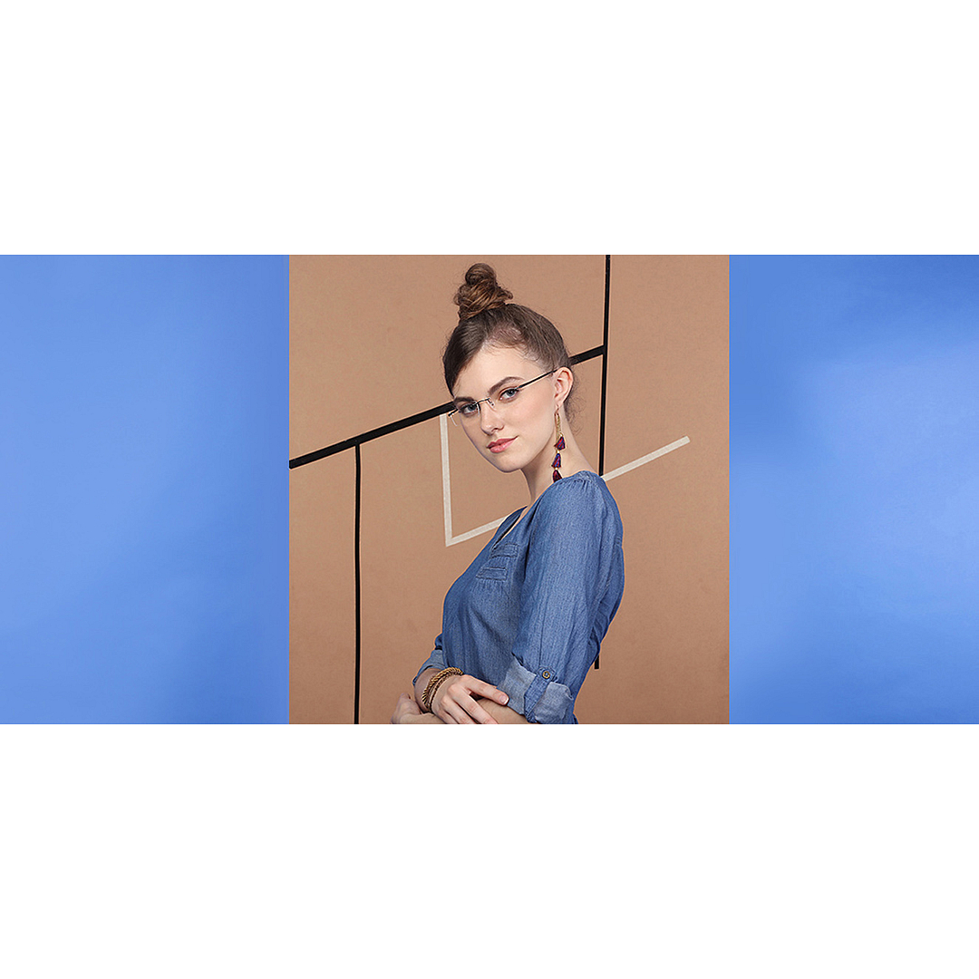 Lenskart Air Online Mid Gunmetal Rimless Rectangle left side