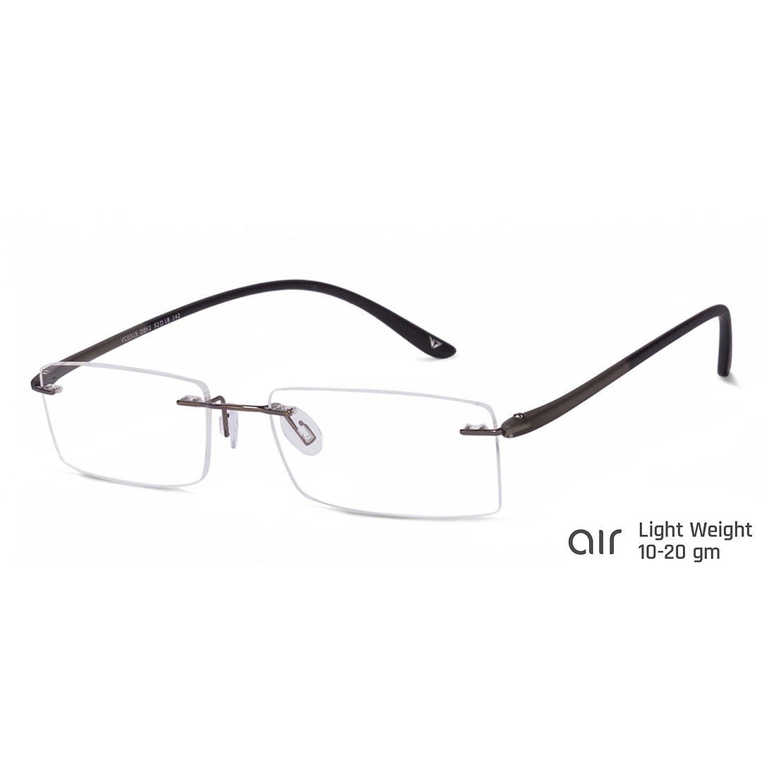 Lenskart Air Online Mid Gunmetal Rimless Rectangle left side