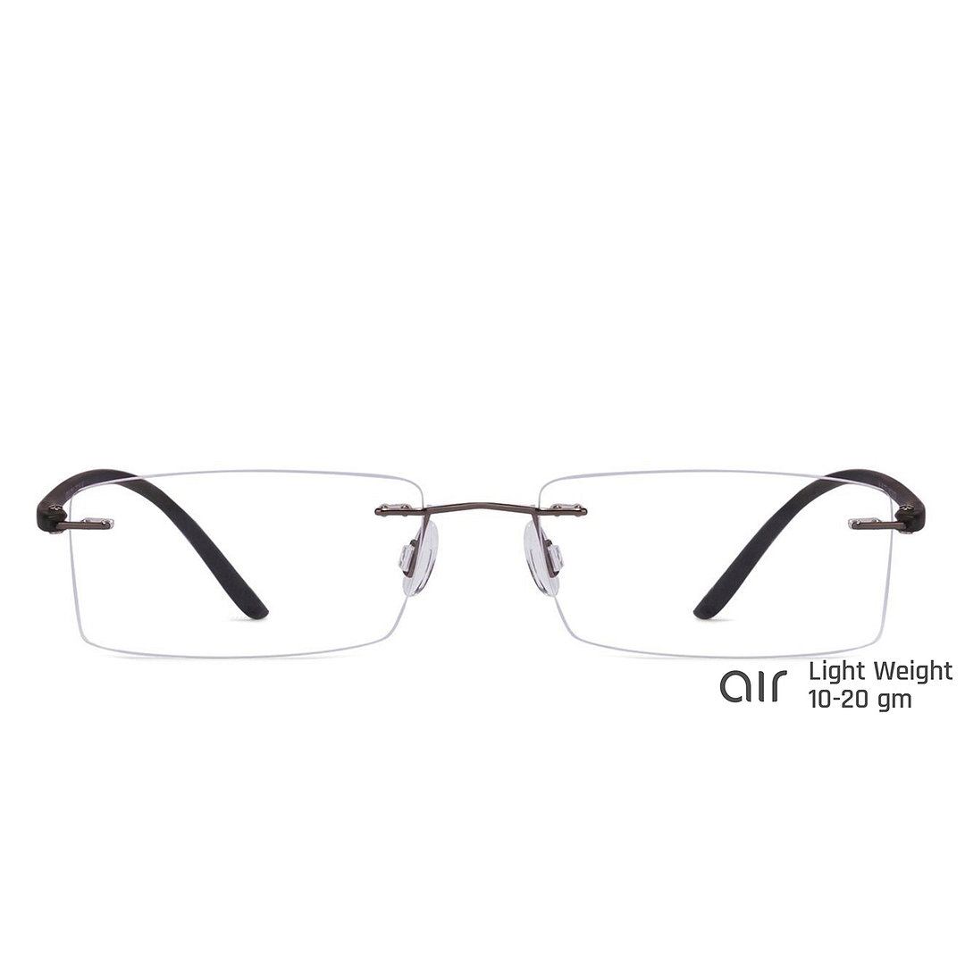 Lenskart Air Online Mid Gunmetal Rimless Rectangle left side
