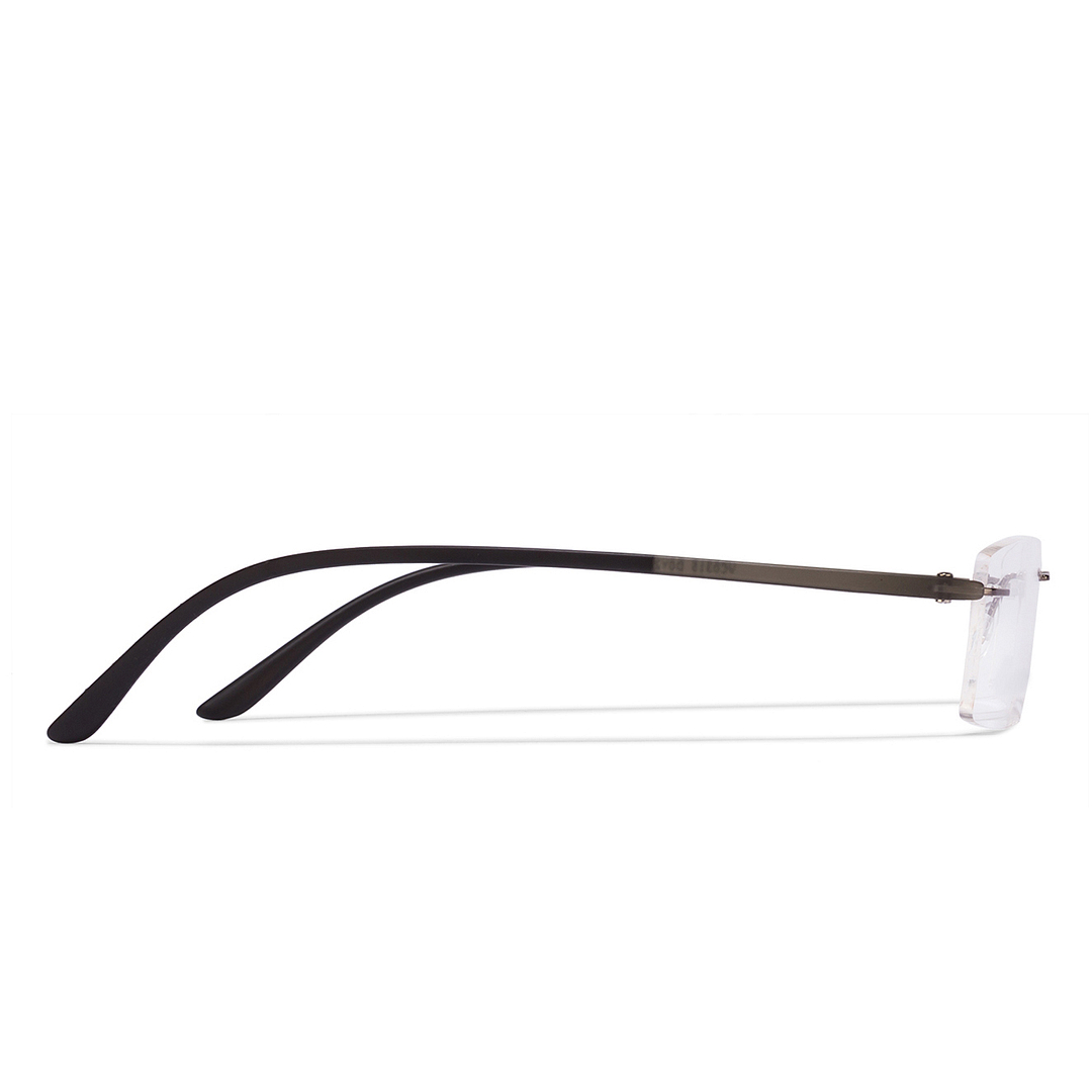 Lenskart Air Online Mid Gunmetal Rimless Rectangle left side
