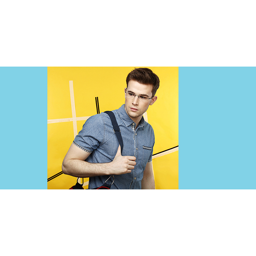 Lenskart Air Online Mid Gunmetal Rimless Rectangle right side