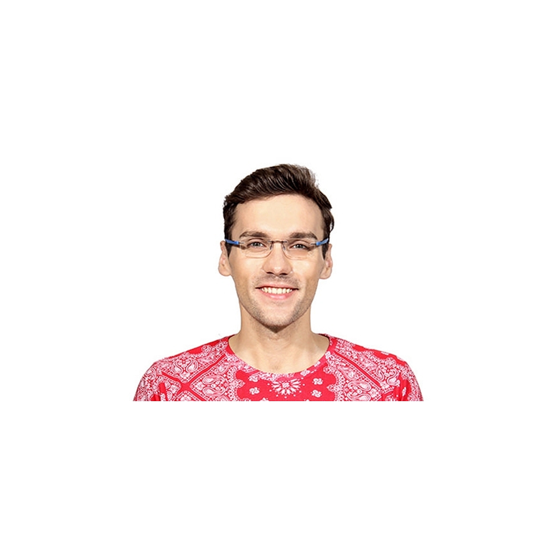 Lenskart Air Online Mid Gunmetal Rimless Rectangle left side