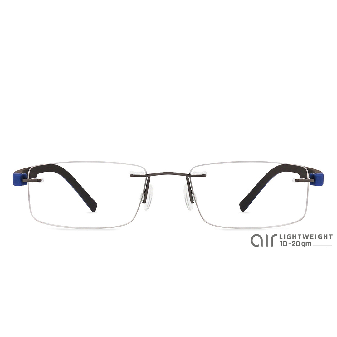 Lenskart Air Online Mid Gunmetal Rimless Rectangle left side