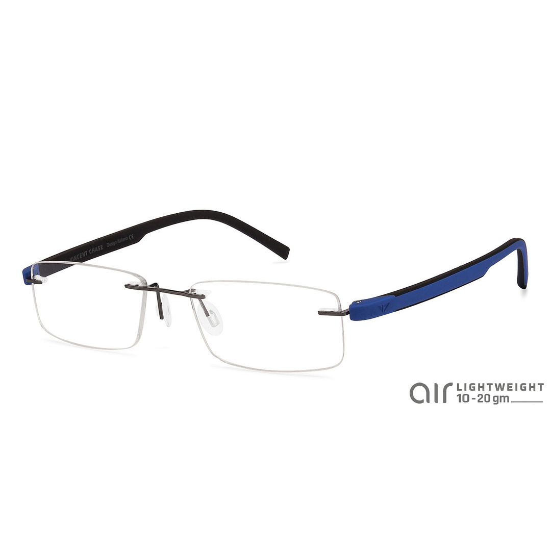 Lenskart Air Online Mid Gunmetal Rimless Rectangle right side