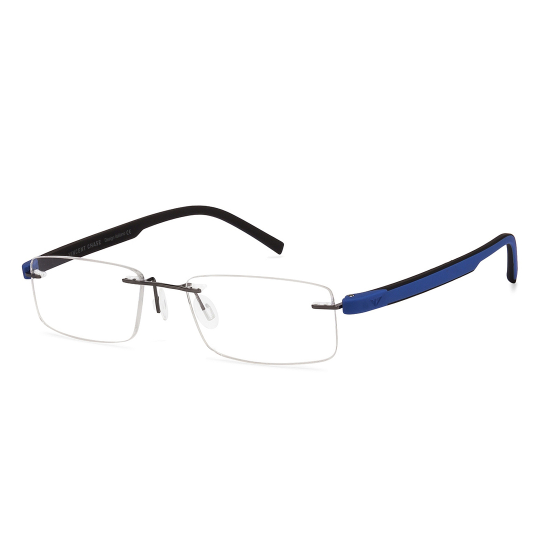 Lenskart Air Online Mid Gunmetal Rimless Rectangle left side