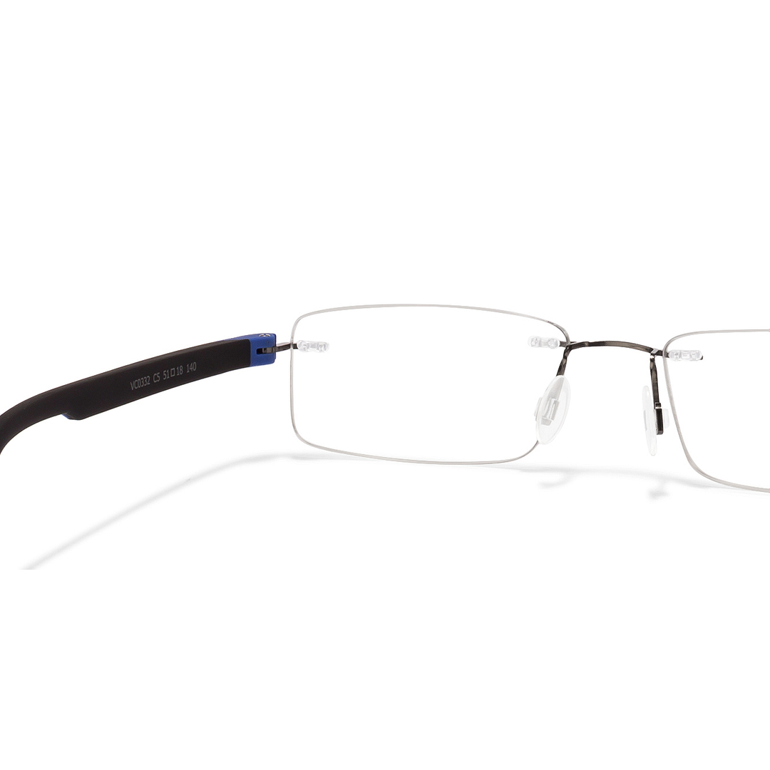 Lenskart Air Online Mid Gunmetal Rimless Rectangle left side