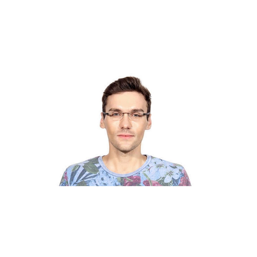 Lenskart Air Online Mid Gunmetal Rimless Rectangle left side