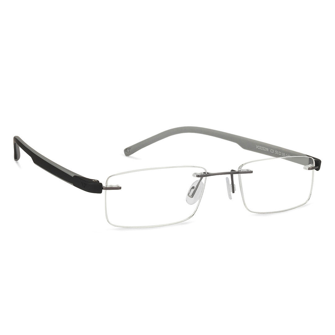 Lenskart Air Online Mid Gunmetal Rimless Rectangle left side
