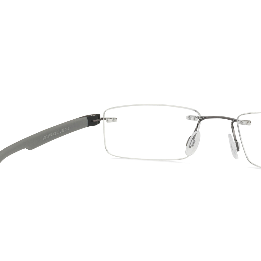 Lenskart Air Online Mid Gunmetal Rimless Rectangle left side