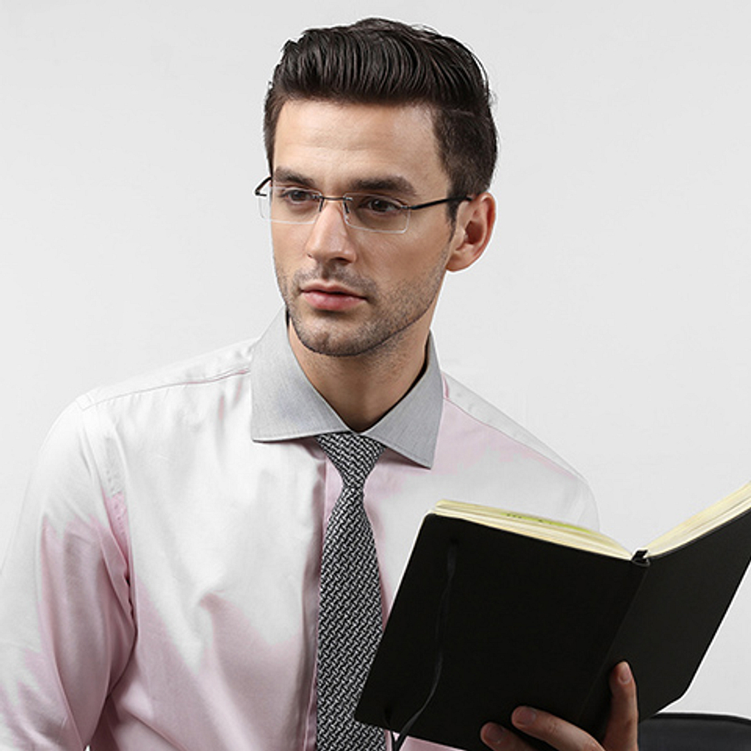 Lenskart Air Black Rimless Rectangle left side