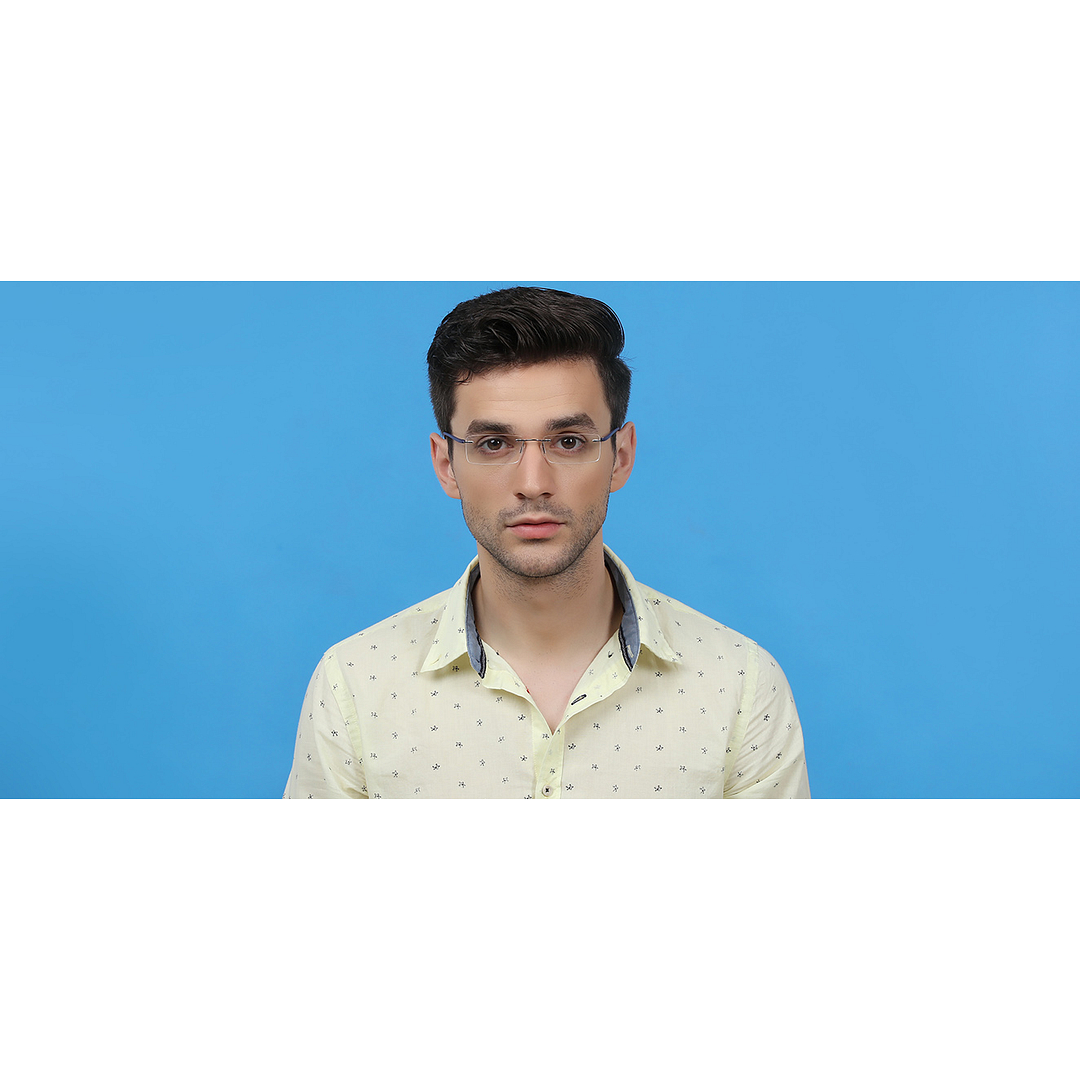 Lenskart Air Online Sky Blue Rimless Rectangle left side