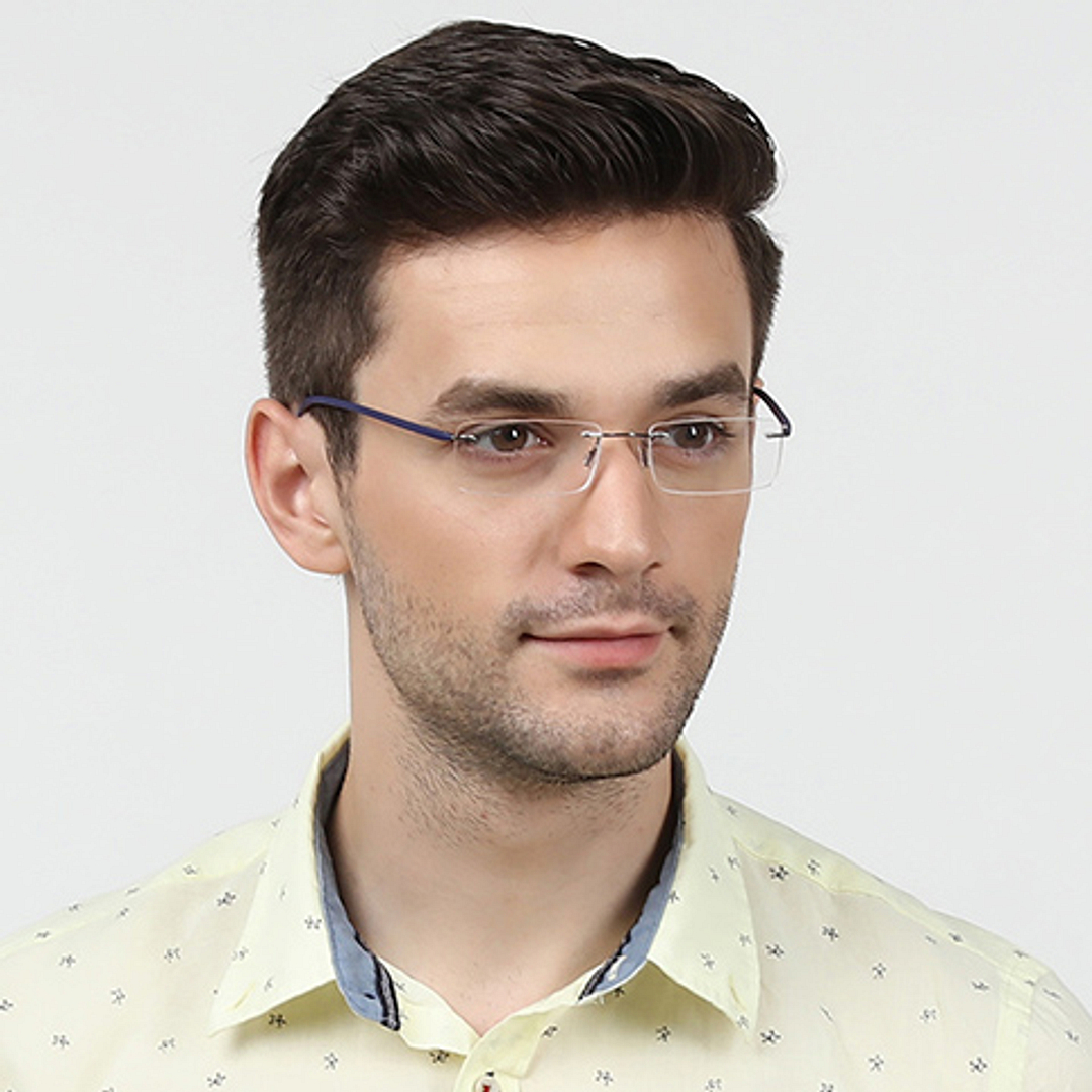 Lenskart Air Online Sky Blue Rimless Rectangle left side