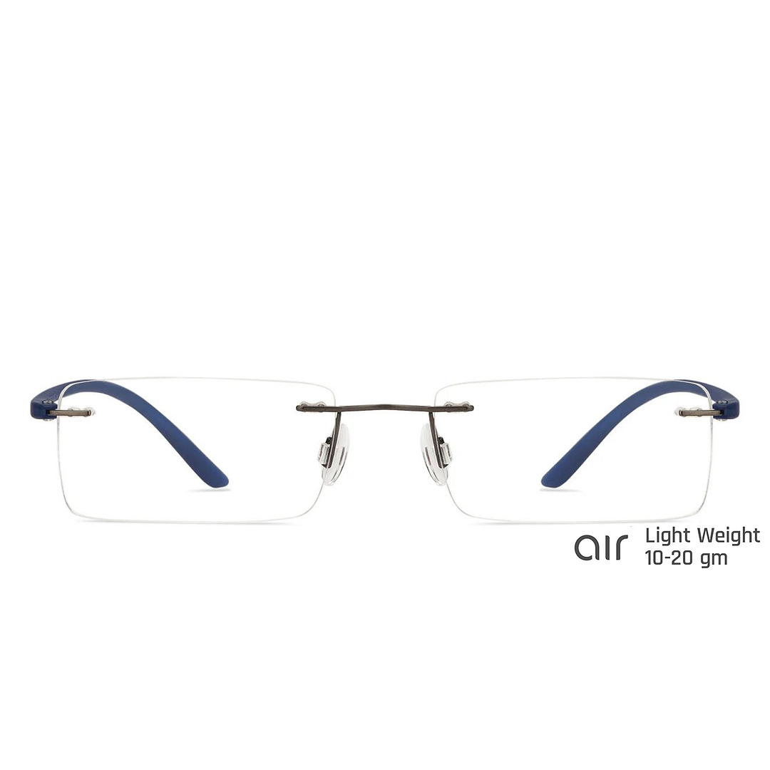 Lenskart Air Online Sky Blue Rimless Rectangle left side