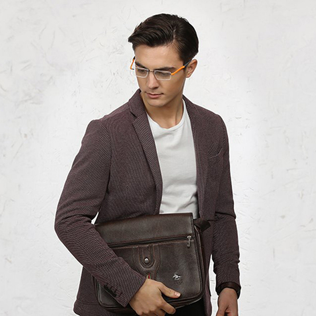 Lenskart Air Online Mid Gunmetal Rimless Rectangle left side