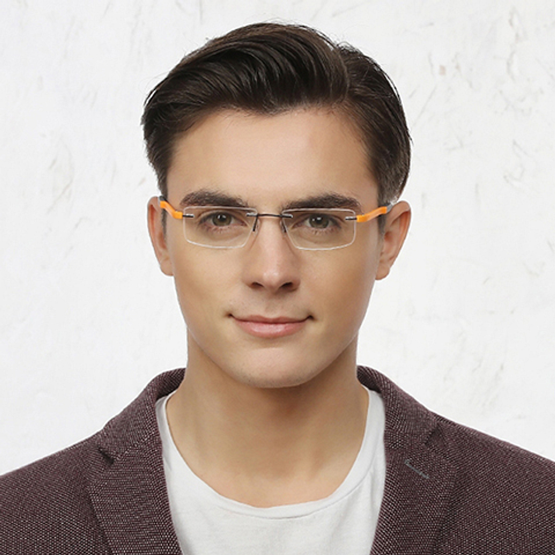Lenskart Air Online Mid Gunmetal Rimless Rectangle right side