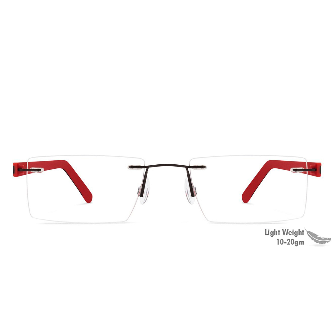 Lenskart Lenskart TOI Special: Black Red Rimless Rectangle Lenskart TOI Special OTHERS VC 1416-C4 left side