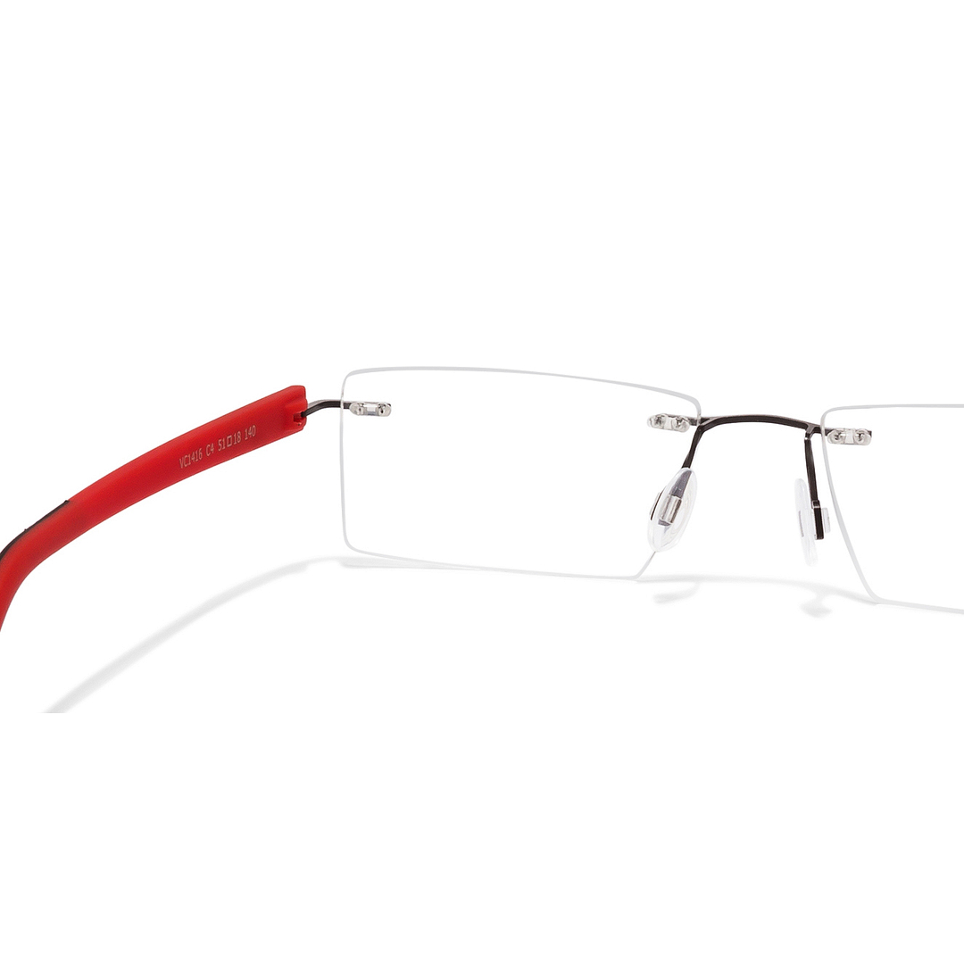 Lenskart Lenskart TOI Special: Black Red Rimless Rectangle Lenskart TOI Special OTHERS VC 1416-C4 left side
