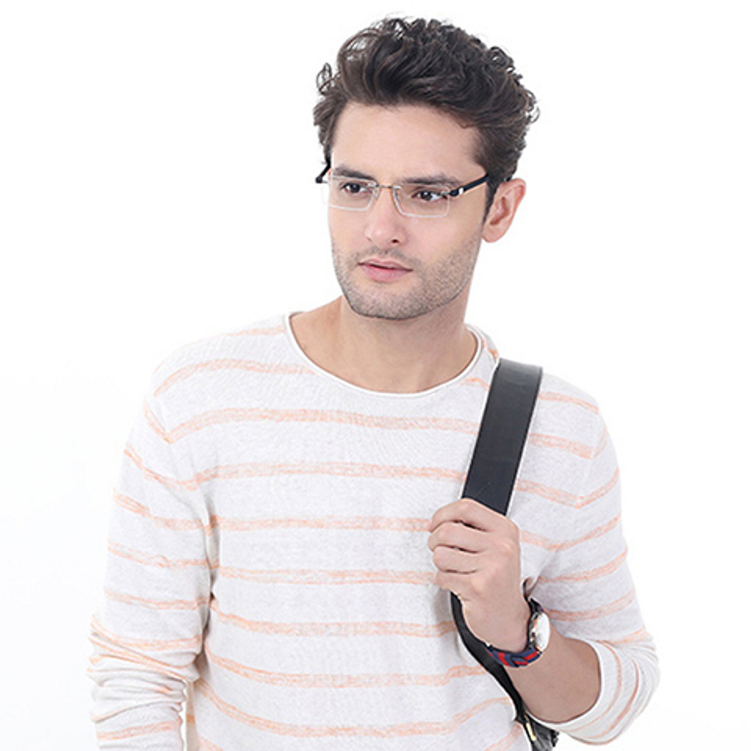 Lenskart Air Online Silver Rimless Rectangle right side