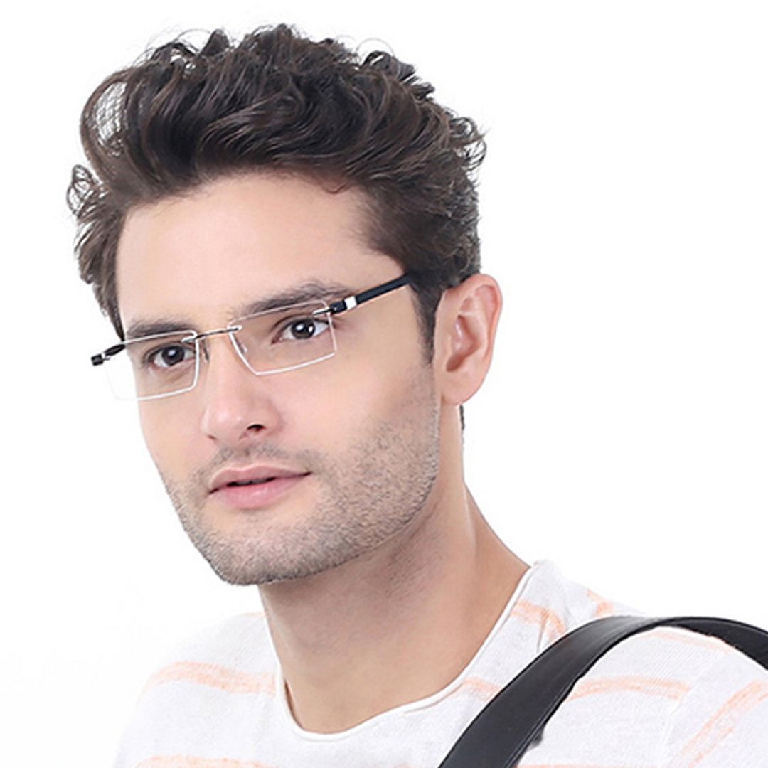 Lenskart Air Online Silver Rimless Rectangle left side