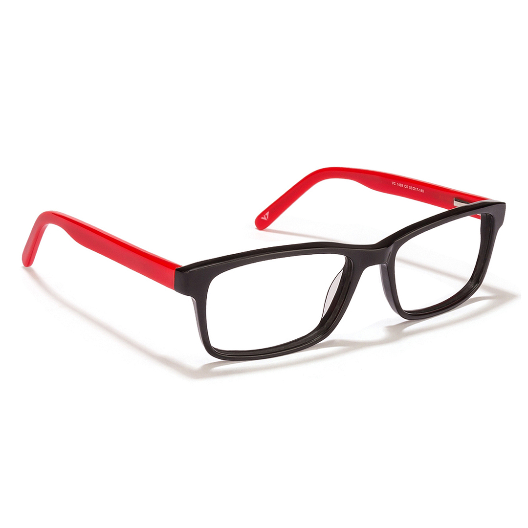 Lenskart Lenskart TOI Special: Black Red Full Rim Rectangle  Lenskart TOI Special Classic Acetate VC 1489-C5 left side