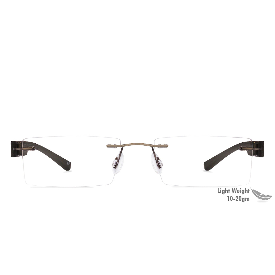 Lenskart Air Online Mid Gunmetal Rimless Rectangle left side