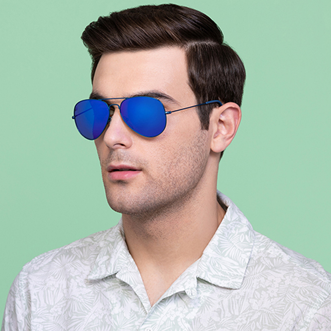 Vincent Chase Online Blue Full Rim Aviator left side