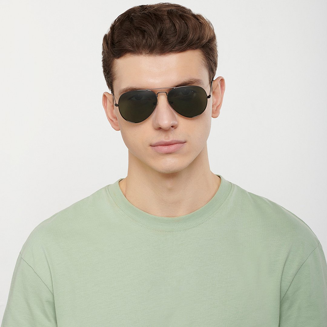 Vincent Chase Polarized Gunmetal Full Rim Aviator left side