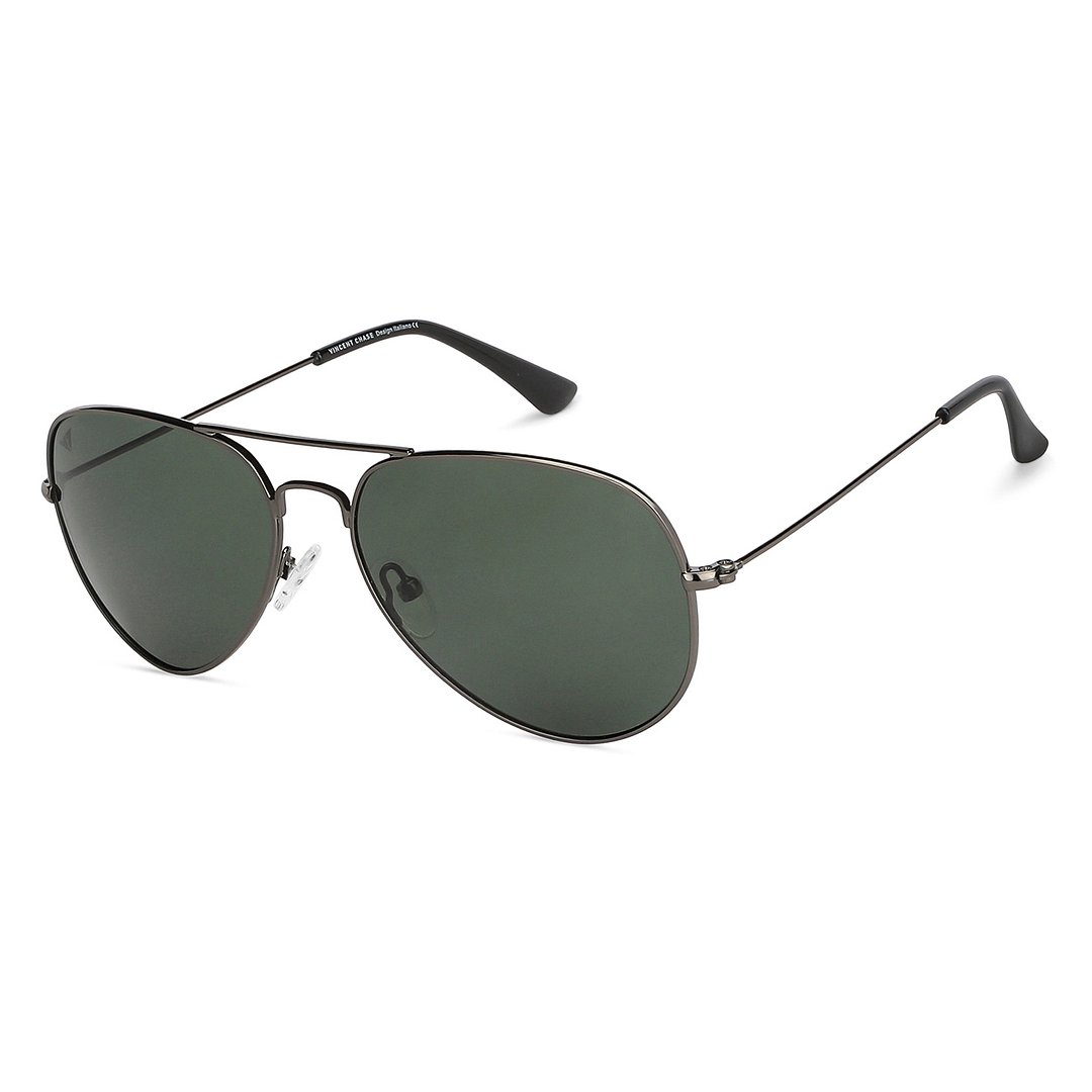 Vincent Chase Polarized Gunmetal Full Rim Aviator left side
