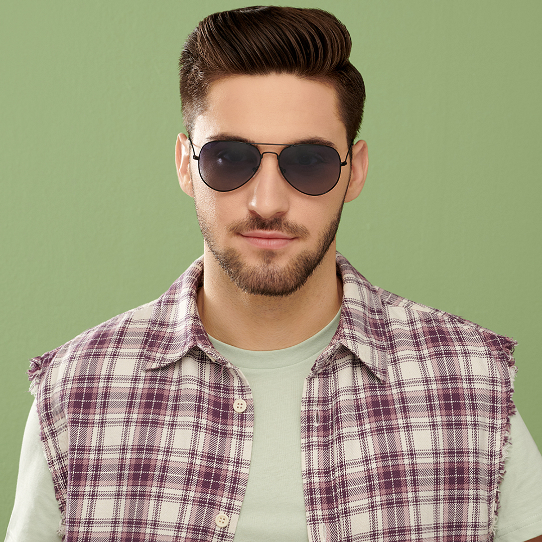 Vincent Chase Polarized Black Full Rim Aviator left side