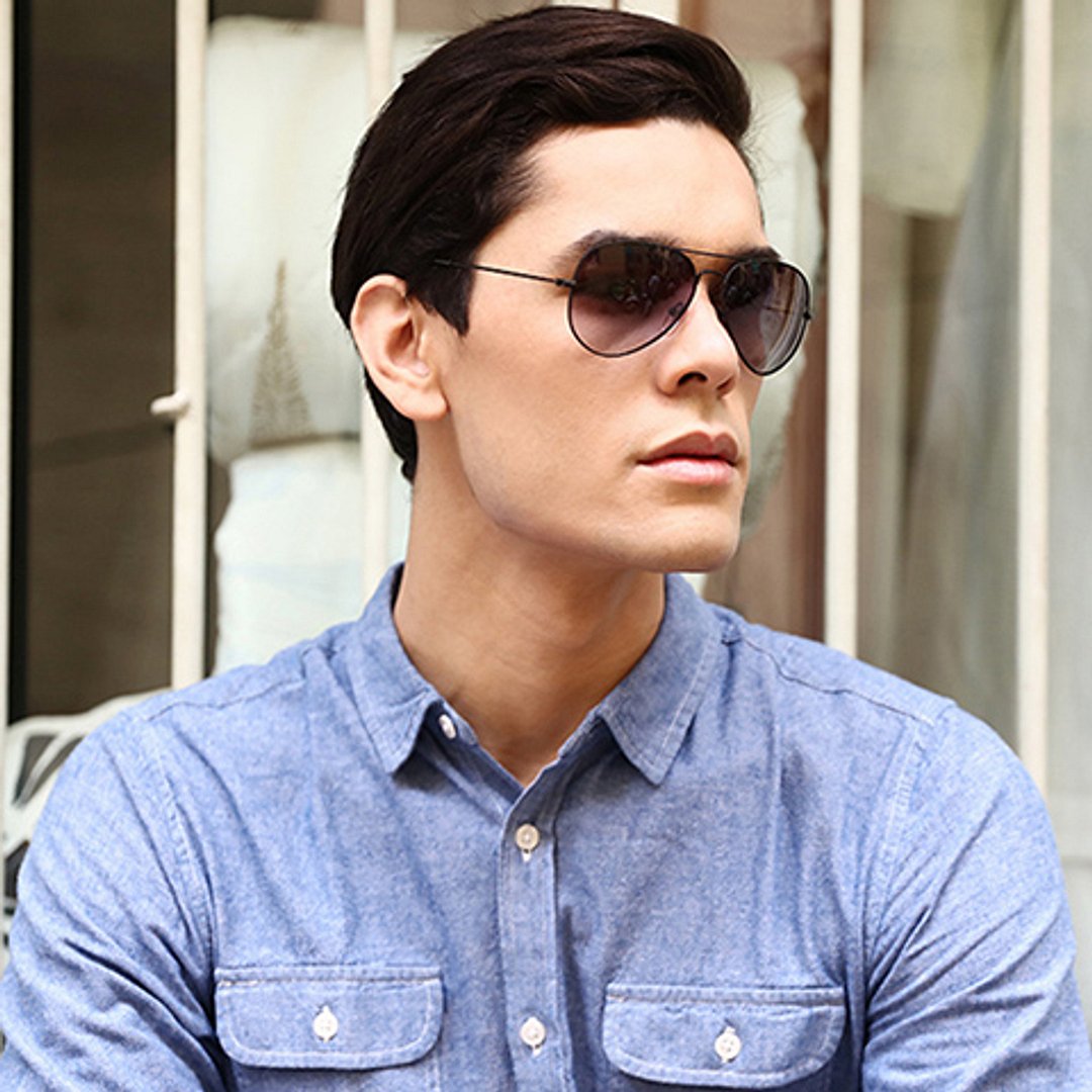 Vincent Chase Polarized Black Full Rim Aviator left side