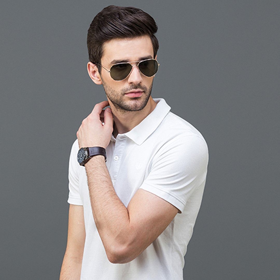 Vincent Chase Polarized Gold Full Rim Aviator left side