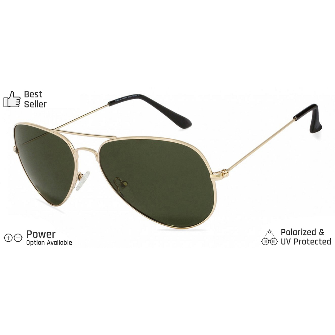 Vincent Chase Polarized Gold Full Rim Aviator left side