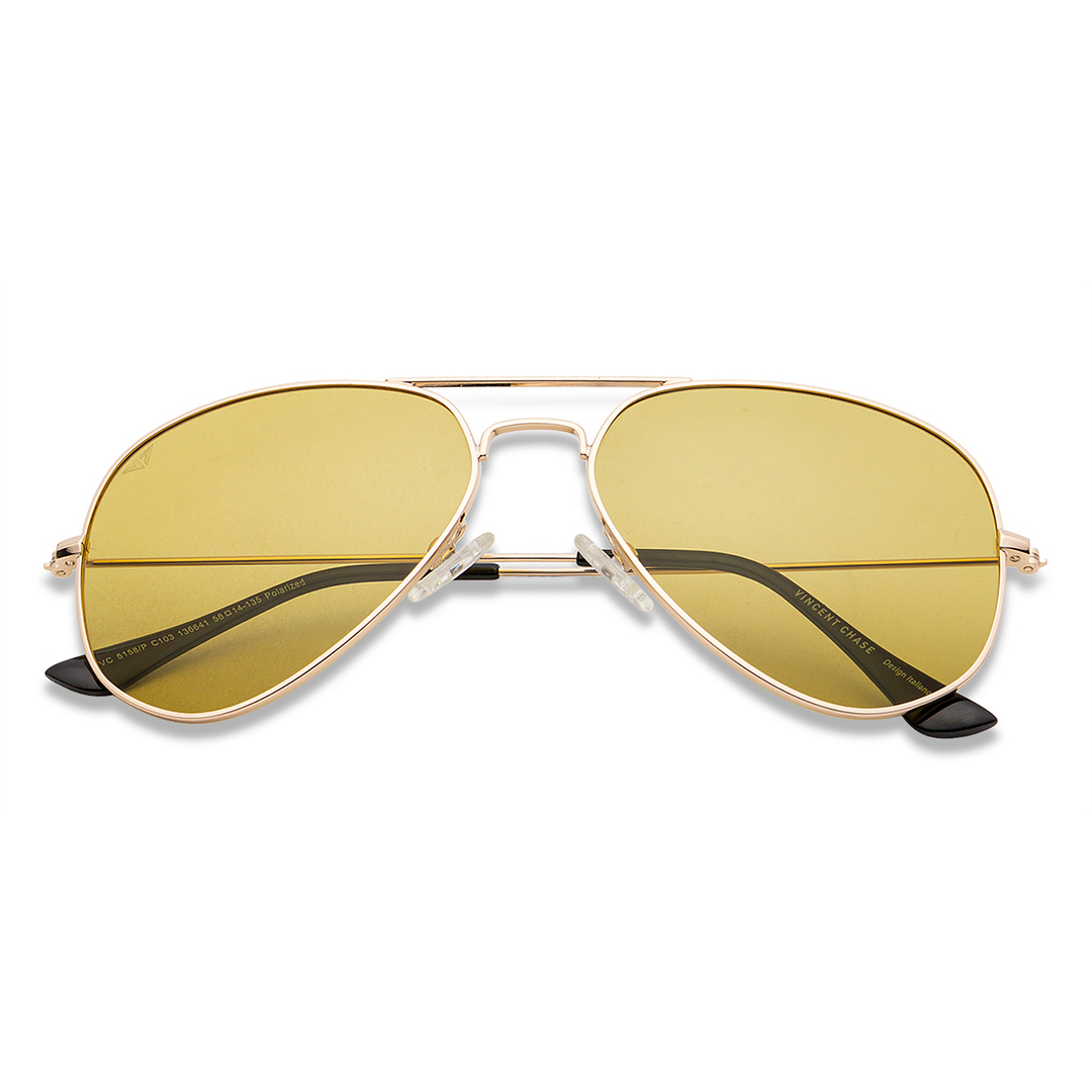 Vincent Chase Online Gold Full Rim Aviator left side