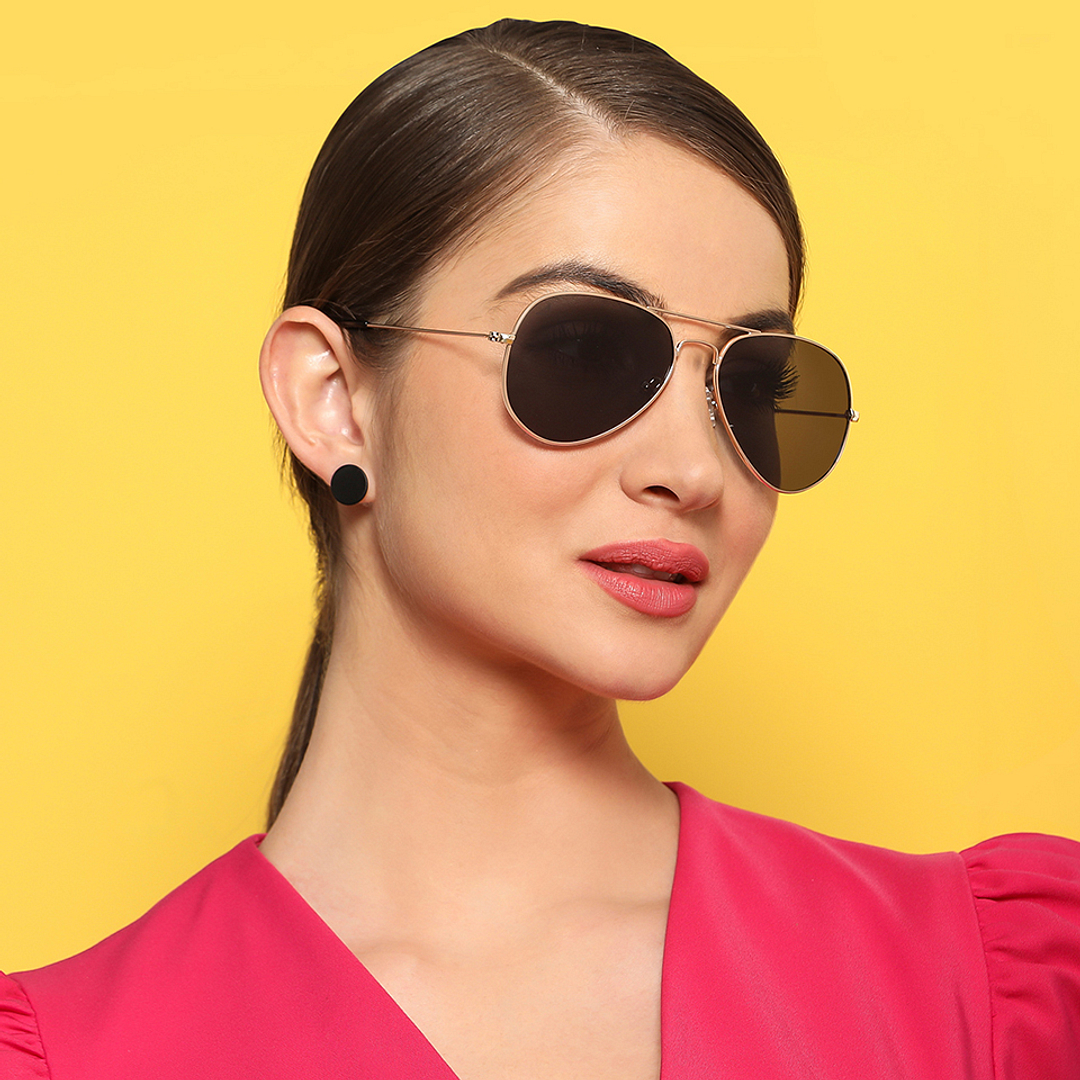 Vincent Chase Polarized Gold Full Rim Aviator left side