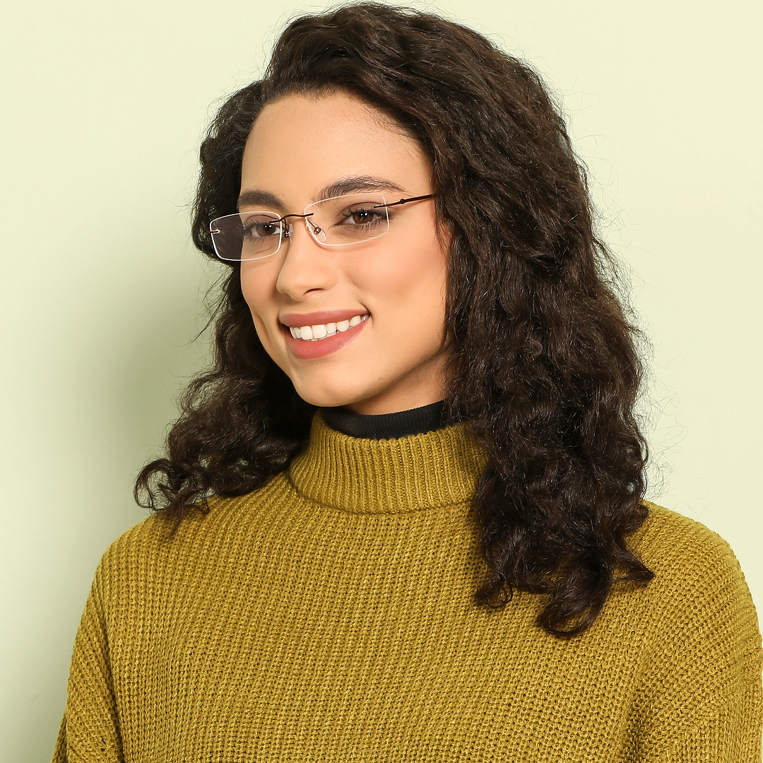 Vincent Chase Online Light Brown Rimless Rectangle left side