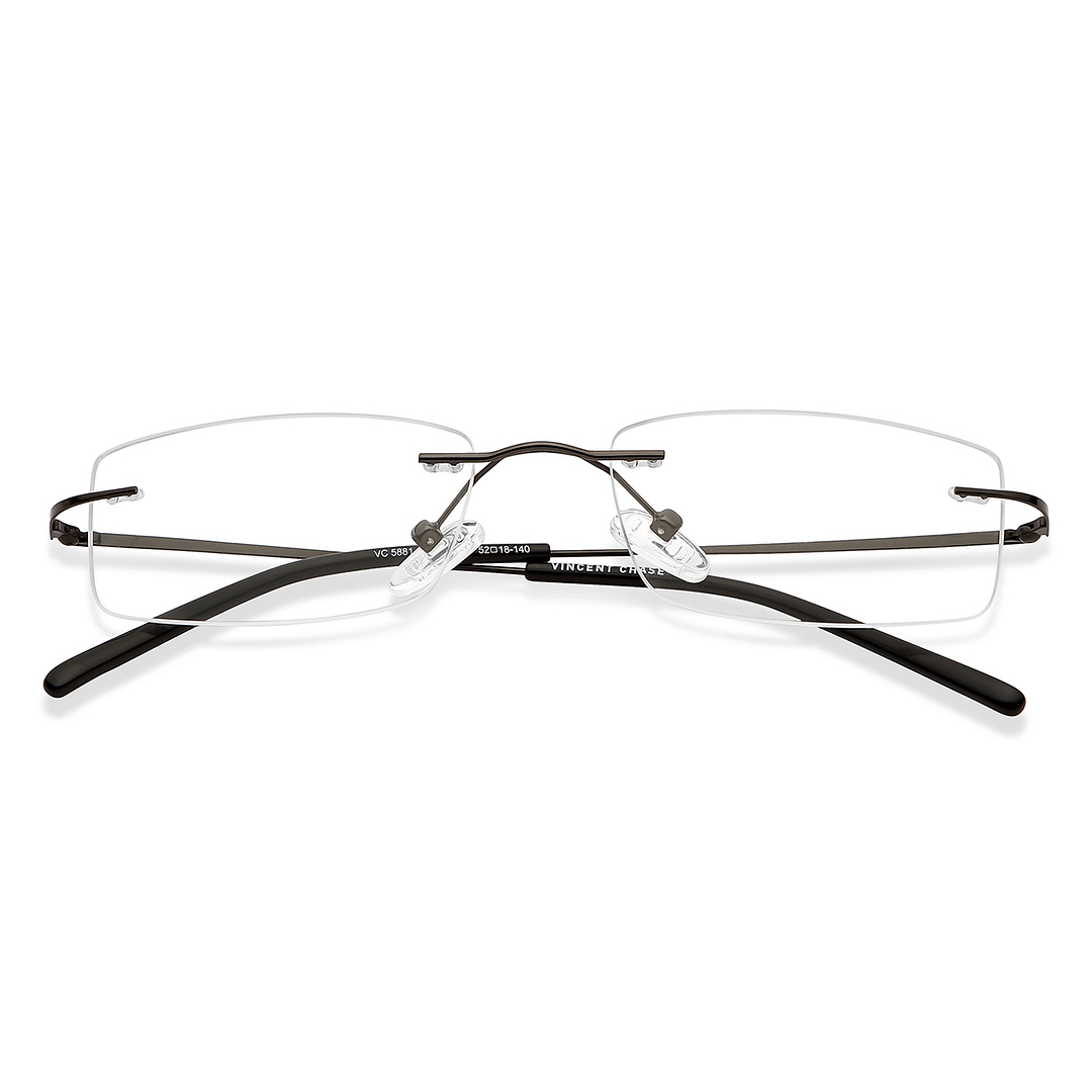 Vincent Chase Online Mid Gunmetal Rimless Rectangle left side