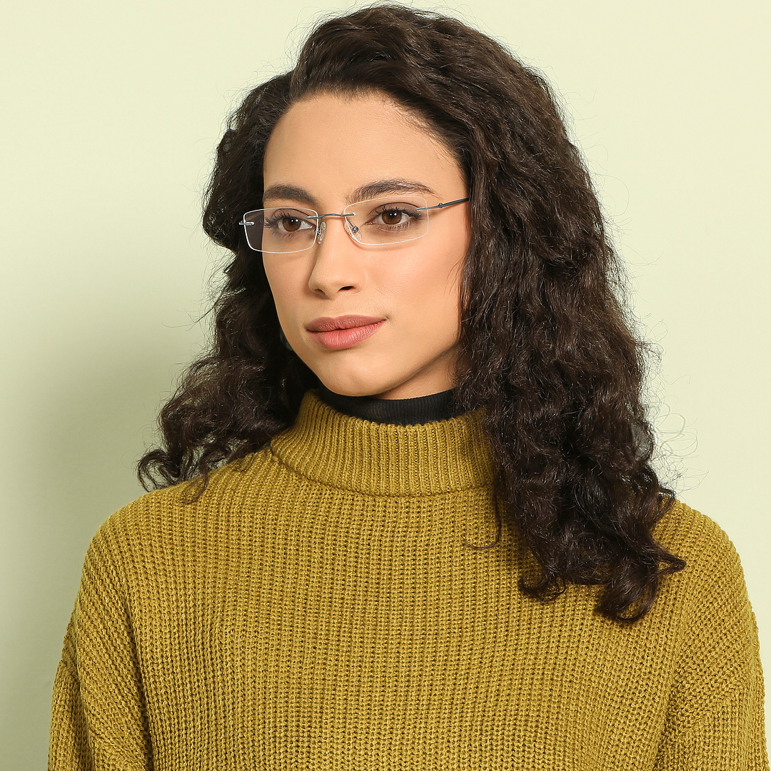 Vincent Chase Sky Blue Rimless Rectangle right side