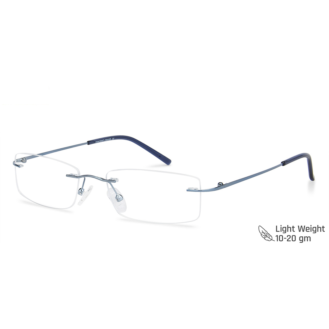 Buy Blue Rimless Rectangle Vincent Chase SLEEK STEEL VC 5881 - C8
