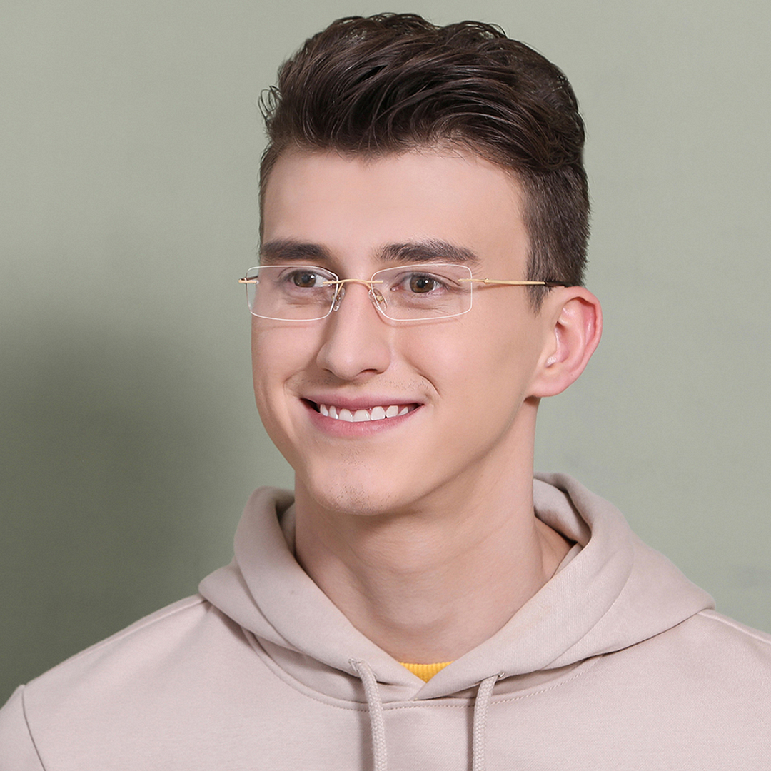 Vincent Chase Online Gold Rimless Rectangle left side