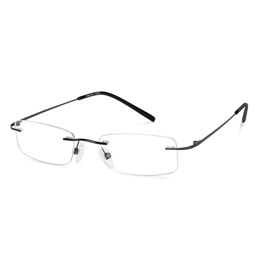 Vincent Chase Online Mid Gunmetal Rimless Rectangle right side