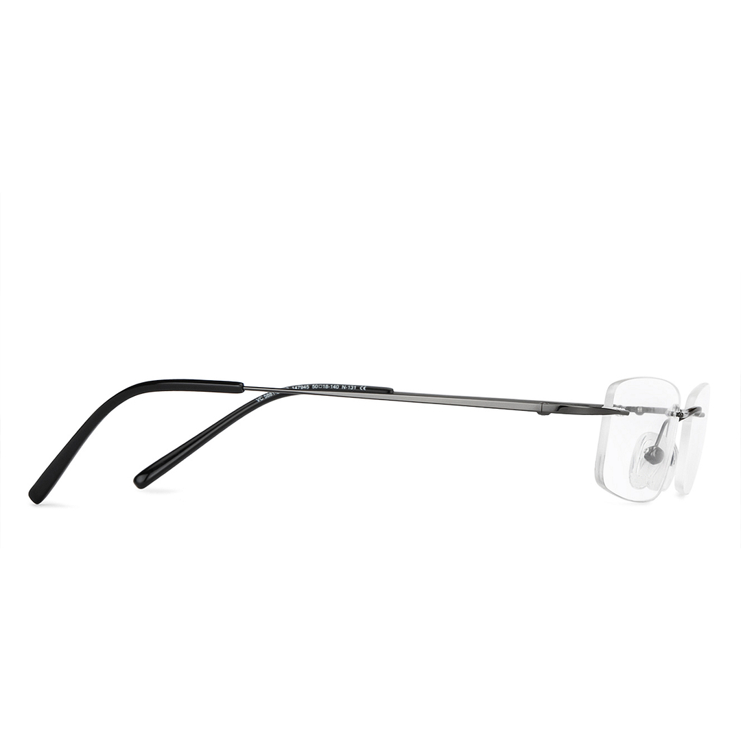 Vincent Chase Online Mid Gunmetal Rimless Rectangle left side