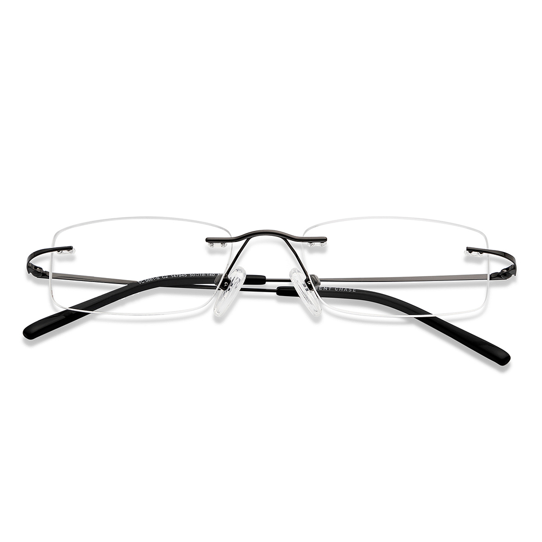 Vincent Chase Online Mid Gunmetal Rimless Rectangle left side