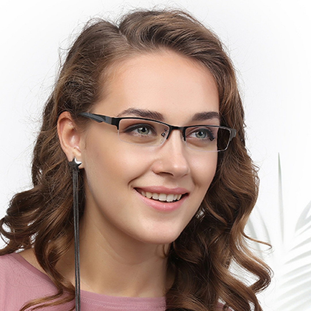 Lenskart Air Online Dark Gunmetal Half Rim Rectangle left side