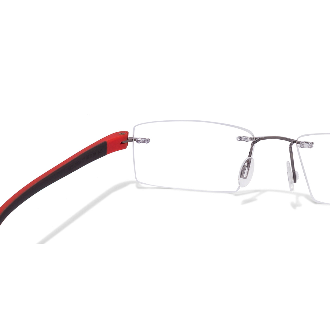 Lenskart Air Online Mid Gunmetal Rimless Rectangle left side