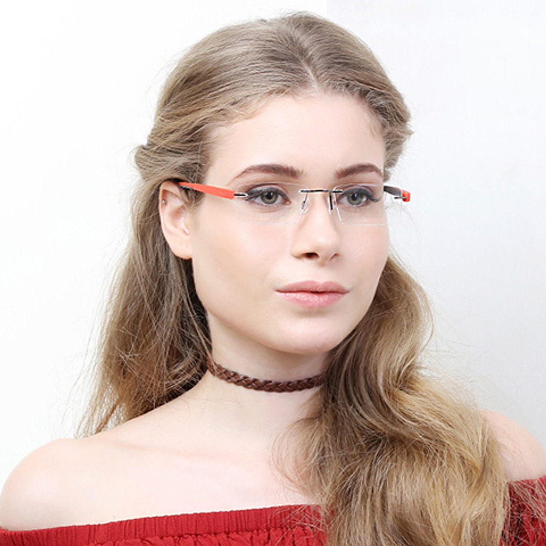 Lenskart Air Online Mid Gunmetal Rimless Rectangle left side