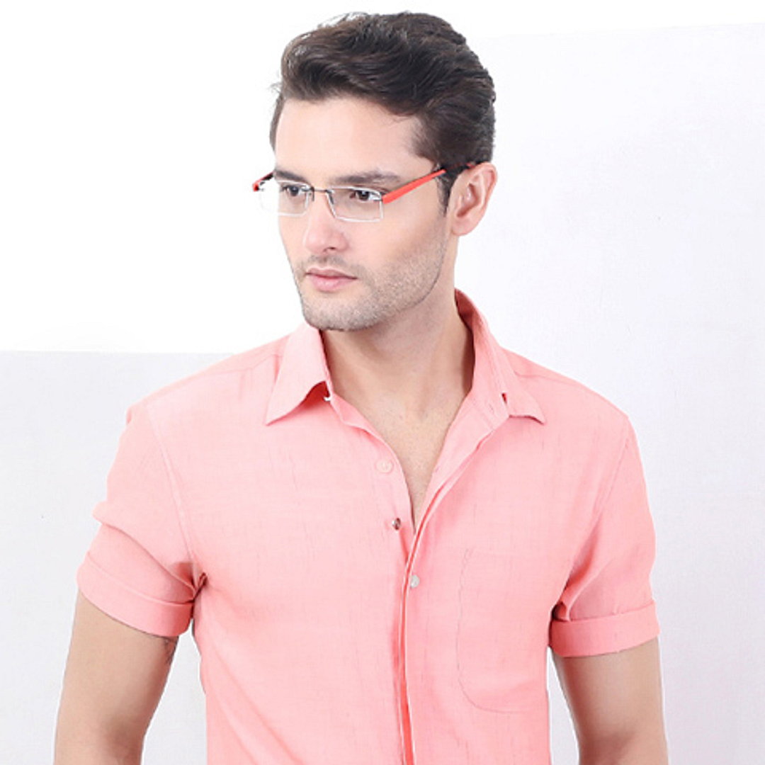 Lenskart Air Online Mid Gunmetal Rimless Rectangle left side