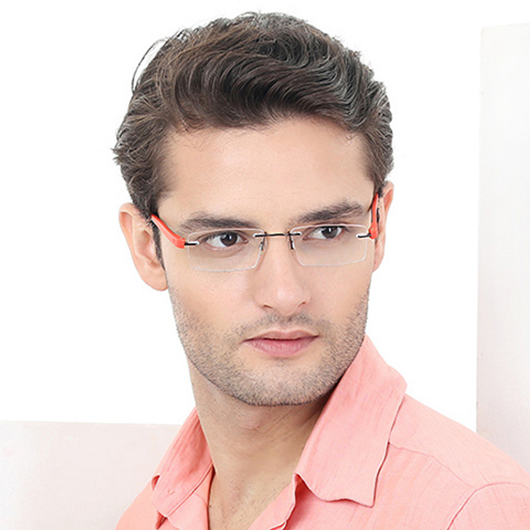 Lenskart Air Online Mid Gunmetal Rimless Rectangle right side