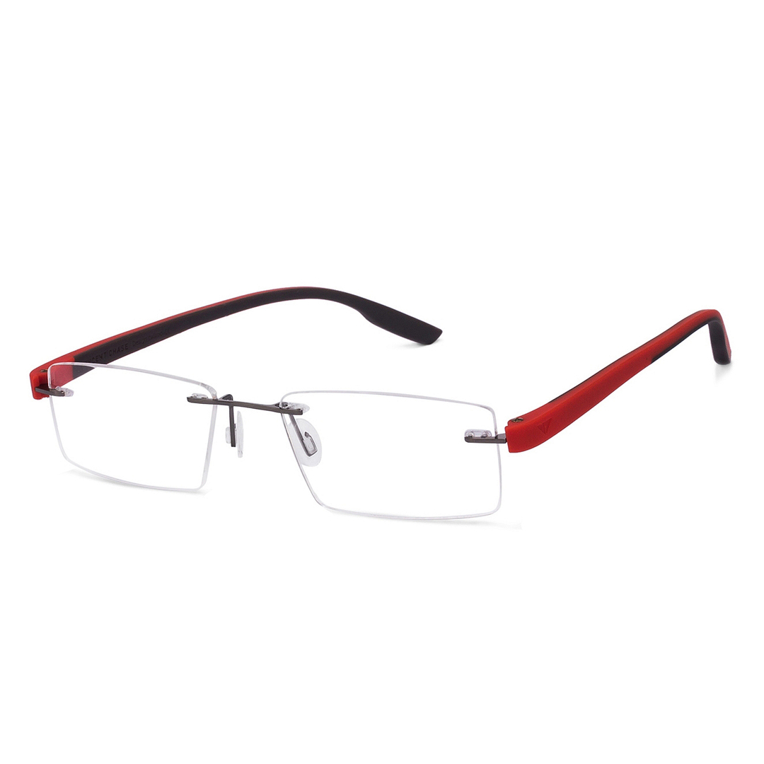 Lenskart Air Online Mid Gunmetal Rimless Rectangle left side