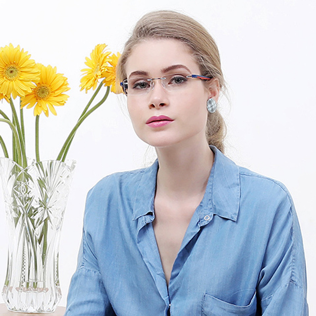 Lenskart Air Online Silver Rimless Rectangle right side