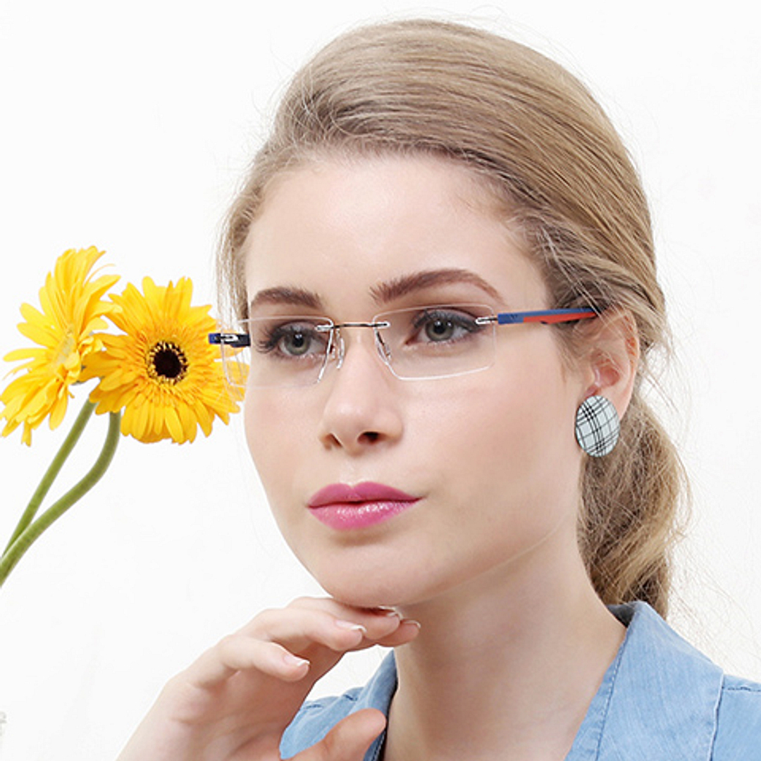 Lenskart Air Online Silver Rimless Rectangle left side